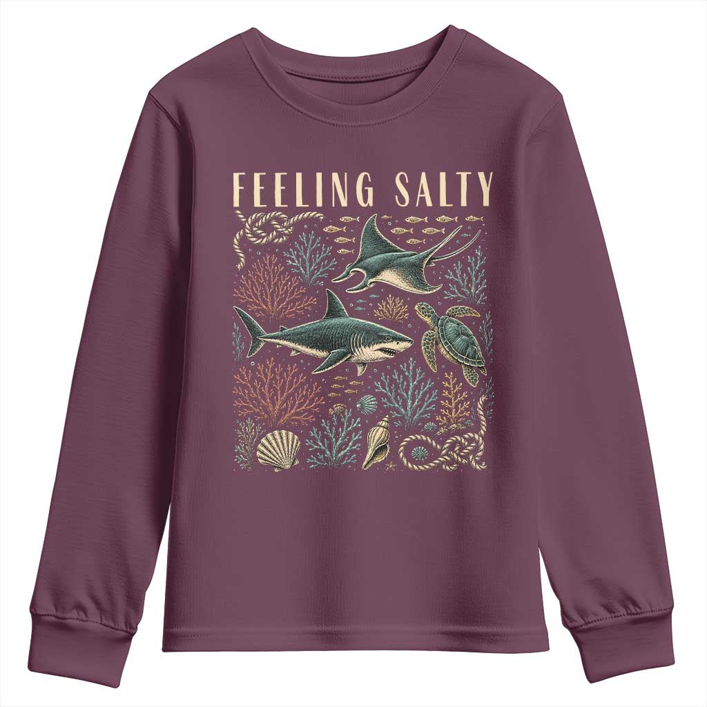 Feeling Salty Shark Lover Vintage Ocean Life Youth Sweatshirt