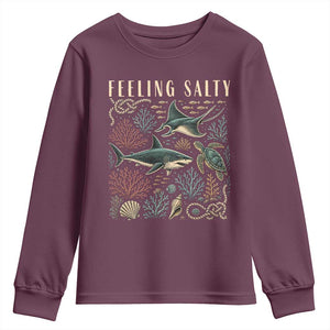 Feeling Salty Shark Lover Vintage Ocean Life Youth Sweatshirt