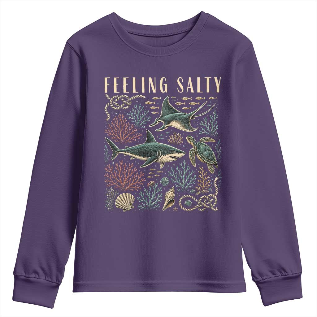 Feeling Salty Shark Lover Vintage Ocean Life Youth Sweatshirt