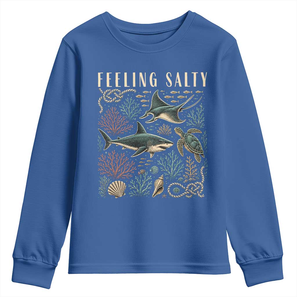 Feeling Salty Shark Lover Vintage Ocean Life Youth Sweatshirt