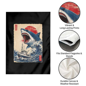 Megalodon Shark Japanese Vintage Graphic Ukiyo e Art Garden Flag