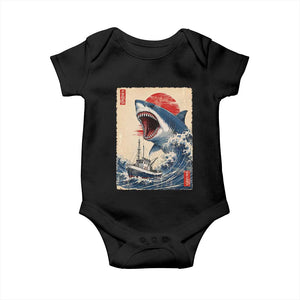 Megalodon Shark Japanese Vintage Graphic Ukiyo e Art Baby Onesie
