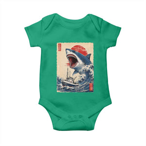 Megalodon Shark Japanese Vintage Graphic Ukiyo e Art Baby Onesie