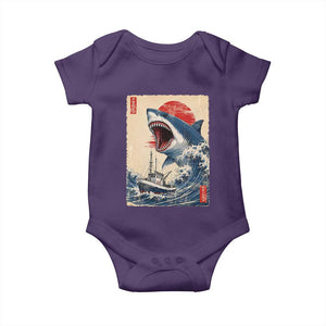 Megalodon Shark Japanese Vintage Graphic Ukiyo e Art Baby Onesie