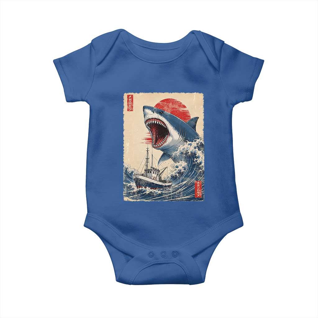 Megalodon Shark Japanese Vintage Graphic Ukiyo e Art Baby Onesie
