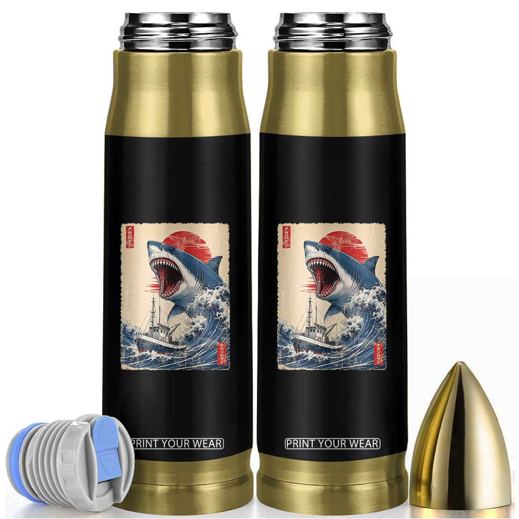 Megalodon Shark Japanese Vintage Graphic Ukiyo e Art Bullet Tumbler