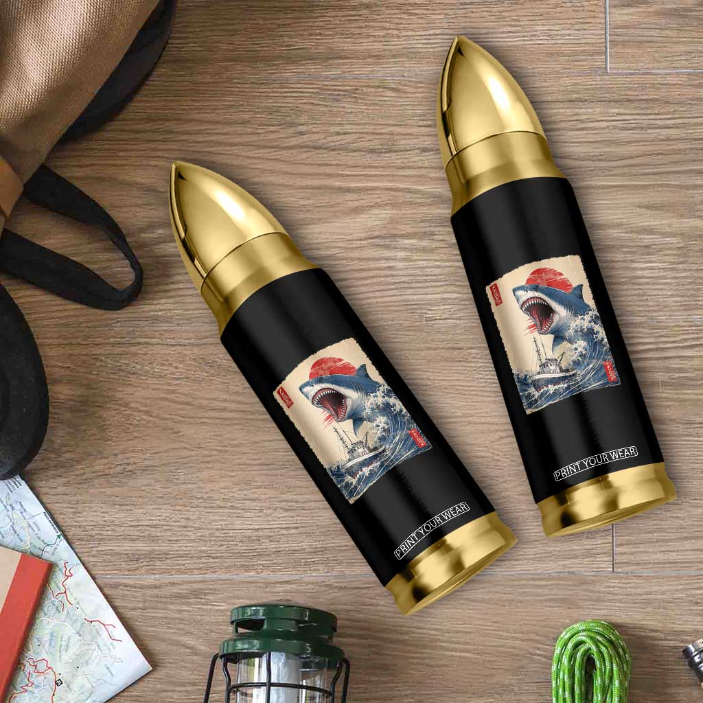 Megalodon Shark Japanese Vintage Graphic Ukiyo e Art Bullet Tumbler