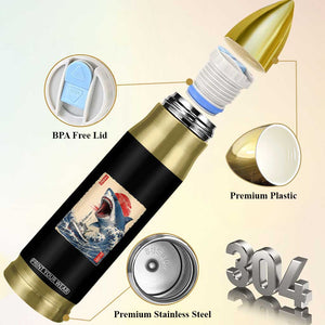 Megalodon Shark Japanese Vintage Graphic Ukiyo e Art Bullet Tumbler
