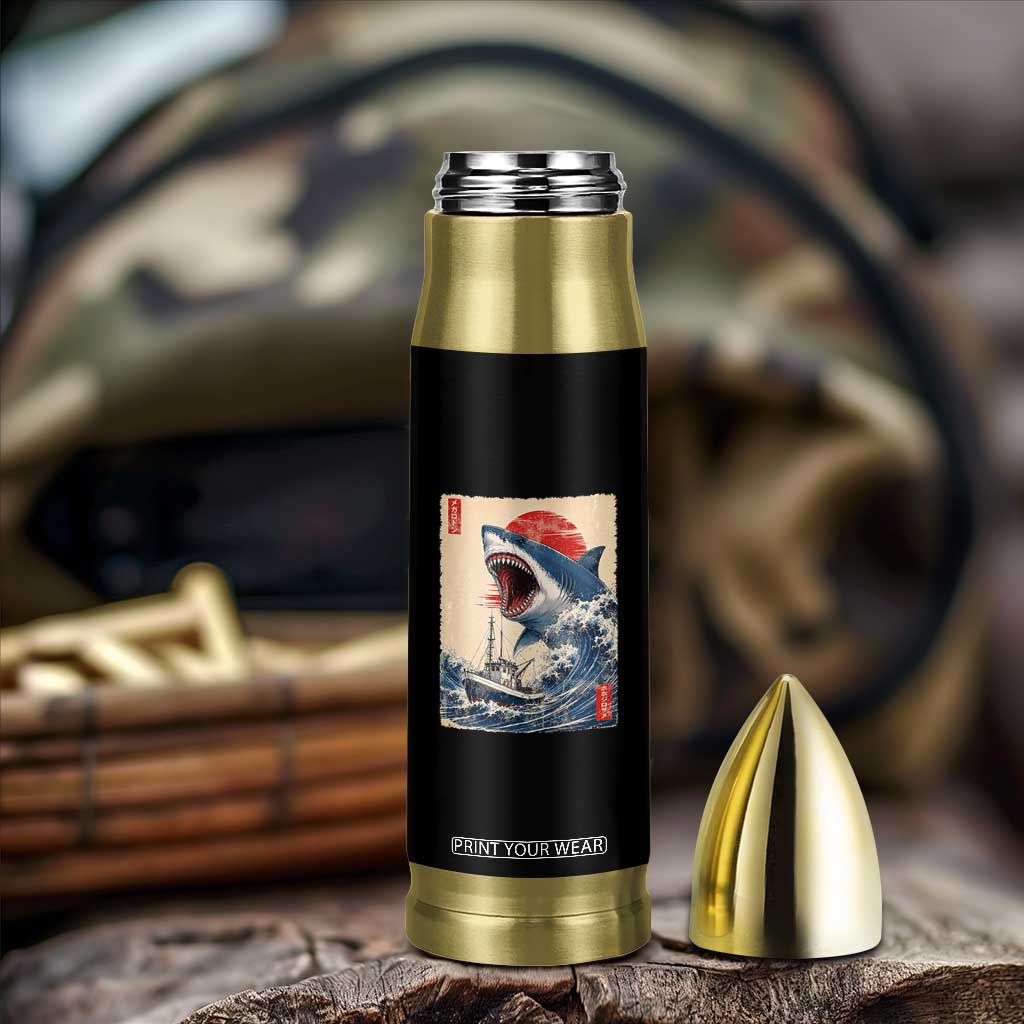 Megalodon Shark Japanese Vintage Graphic Ukiyo e Art Bullet Tumbler