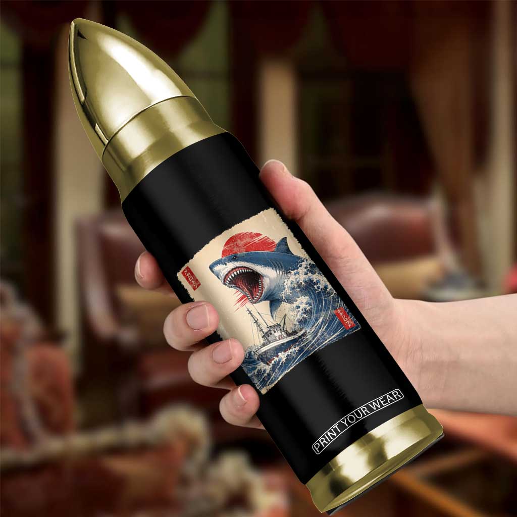 Megalodon Shark Japanese Vintage Graphic Ukiyo e Art Bullet Tumbler