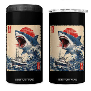 Megalodon Shark Japanese Vintage Graphic Ukiyo e Art 4 in 1 Can Cooler Tumbler