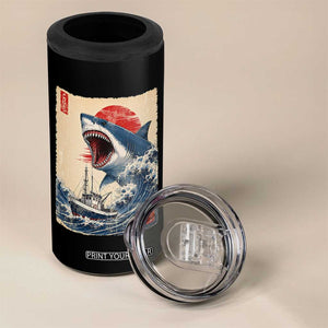 Megalodon Shark Japanese Vintage Graphic Ukiyo e Art 4 in 1 Can Cooler Tumbler