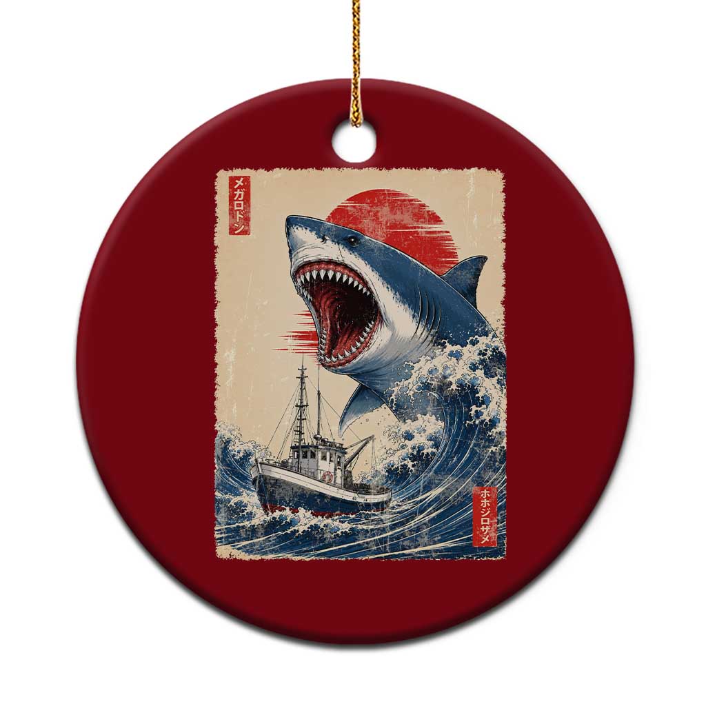 Megalodon Shark Japanese Vintage Graphic Ukiyo e Art Ceramic Ornament TS11 1pc Red Print Your Wear