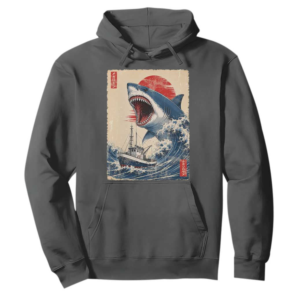 Megalodon Shark Japanese Vintage Graphic Ukiyo e Art Hoodie