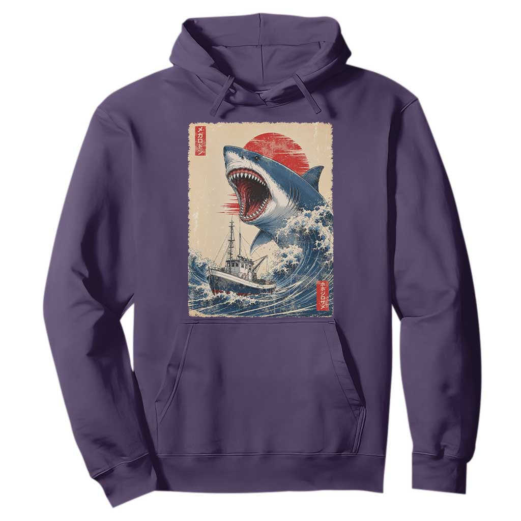 Megalodon Shark Japanese Vintage Graphic Ukiyo e Art Hoodie