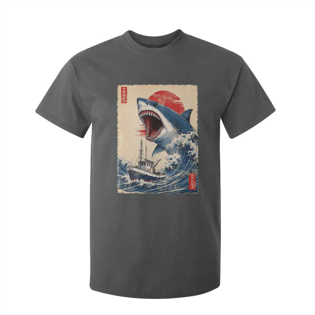 Megalodon Shark Japanese Vintage Graphic Ukiyo e Art T Shirt For Kid