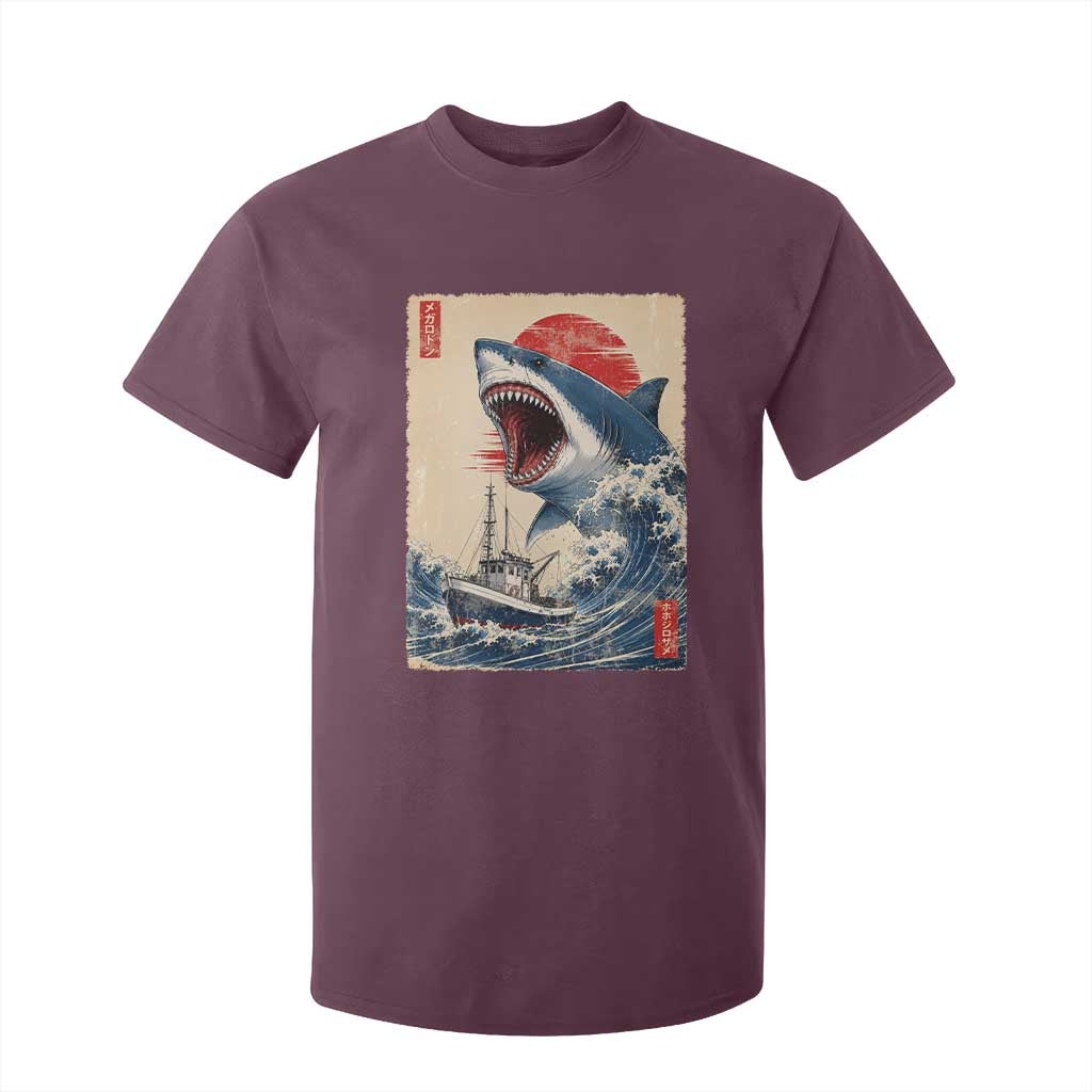 Megalodon Shark Japanese Vintage Graphic Ukiyo e Art T Shirt For Kid