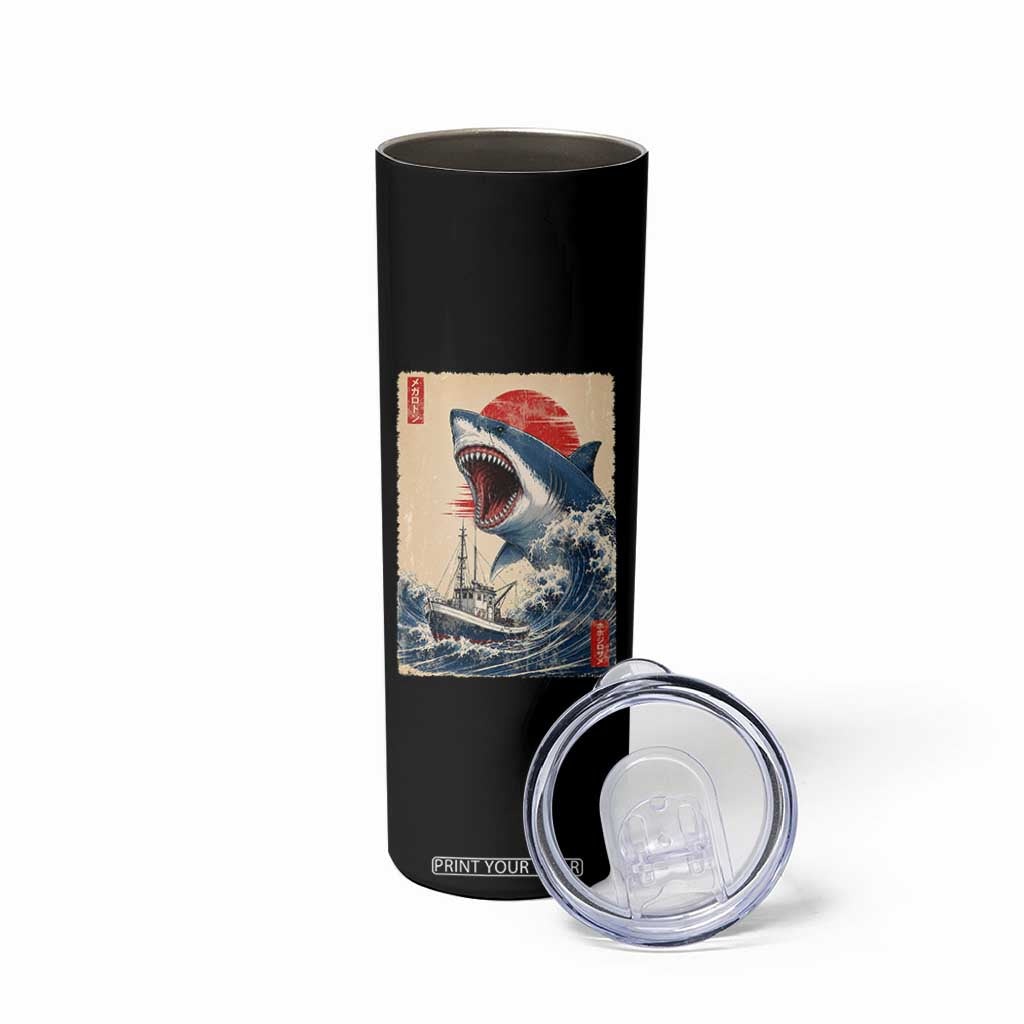 Megalodon Shark Japanese Vintage Graphic Ukiyo e Art Skinny Tumbler