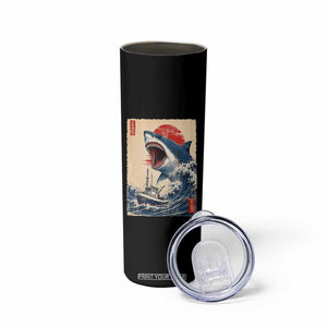 Megalodon Shark Japanese Vintage Graphic Ukiyo e Art Skinny Tumbler