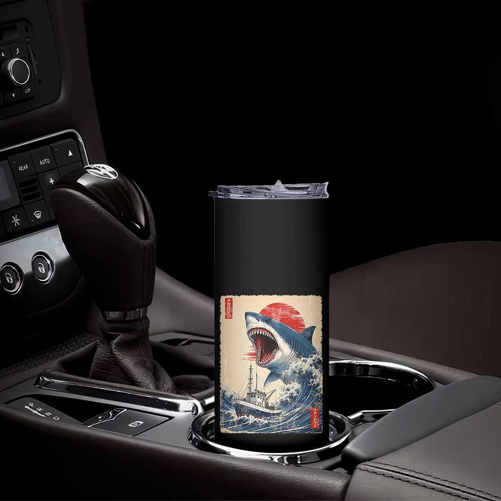 Megalodon Shark Japanese Vintage Graphic Ukiyo e Art Skinny Tumbler
