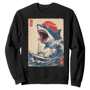 Megalodon Shark Japanese Vintage Graphic Ukiyo e Art Sweatshirt