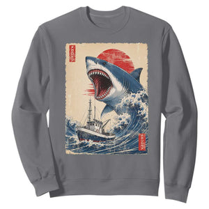 Megalodon Shark Japanese Vintage Graphic Ukiyo e Art Sweatshirt