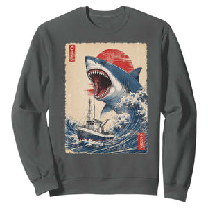 Megalodon Shark Japanese Vintage Graphic Ukiyo e Art Sweatshirt