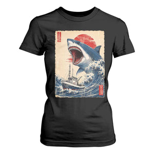 Megalodon Shark Japanese Vintage Graphic Ukiyo e Art T Shirt For Women
