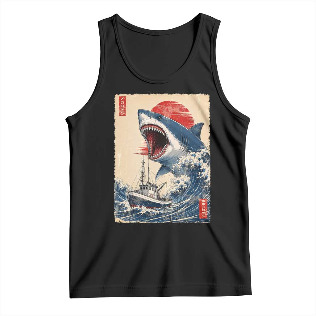 Megalodon Shark Japanese Vintage Graphic Ukiyo e Art Tank Top TS11 Black Print Your Wear