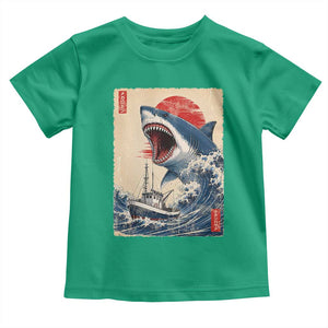 Megalodon Shark Japanese Vintage Graphic Ukiyo e Art Toddler T Shirt