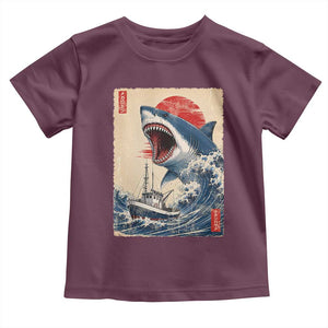 Megalodon Shark Japanese Vintage Graphic Ukiyo e Art Toddler T Shirt