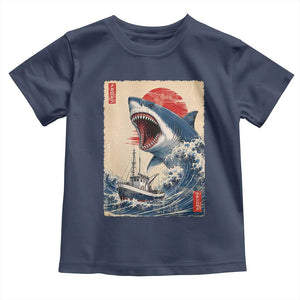 Megalodon Shark Japanese Vintage Graphic Ukiyo e Art Toddler T Shirt
