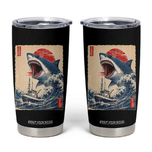 Megalodon Shark Japanese Vintage Graphic Ukiyo e Art Tumbler Cup