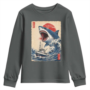 Megalodon Shark Japanese Vintage Graphic Ukiyo e Art Youth Sweatshirt