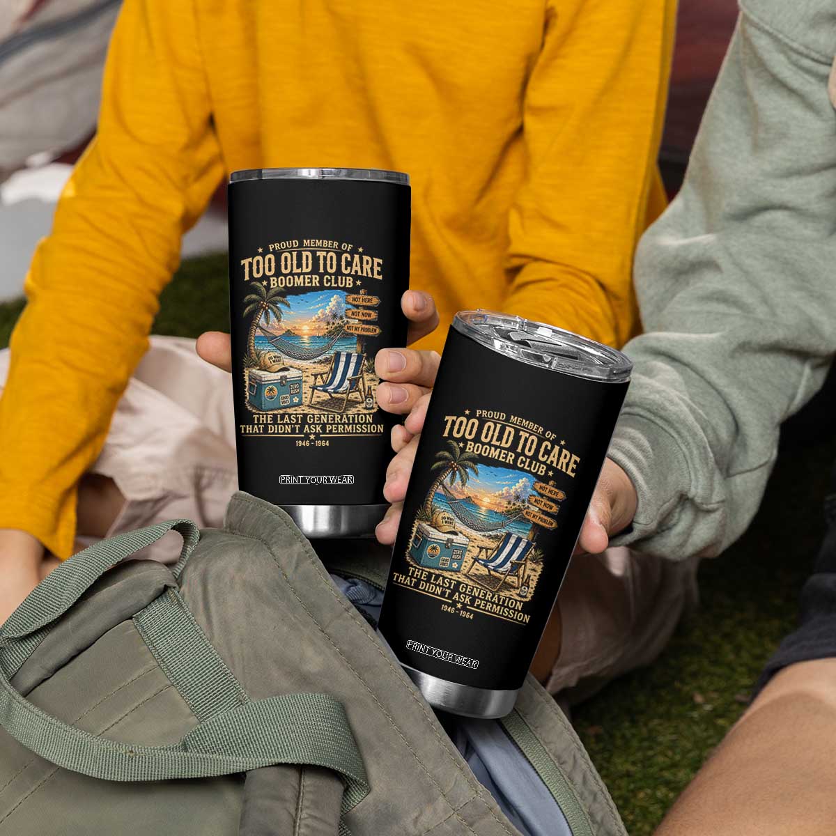 Proud Member of Too Old To Care Boomer Club Tumbler Cup Funny Baby Boomer Retire Summer Vacation