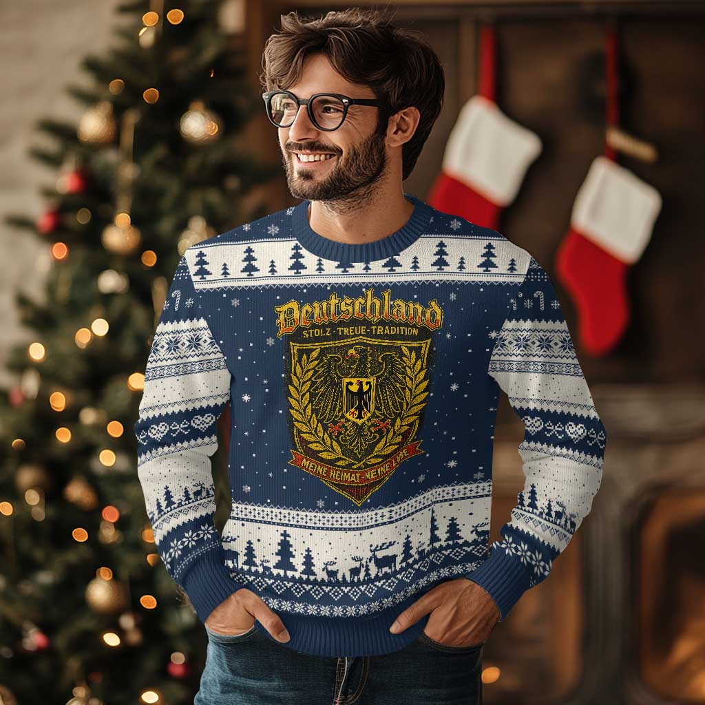 German Heritage Pride Ugly Christmas Sweater Deutschland Stolz Treue Tradition Meine Heimat Meine Liebe TS11 Navy Beige Print Your Wear