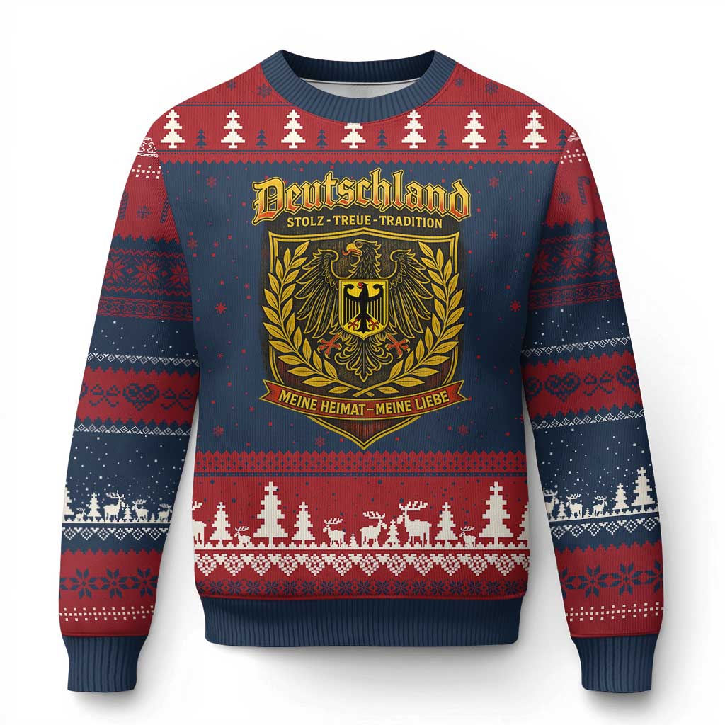 German Heritage Pride Ugly Christmas Sweater Deutschland Stolz Treue Tradition Meine Heimat Meine Liebe TS11 Navy Red Print Your Wear