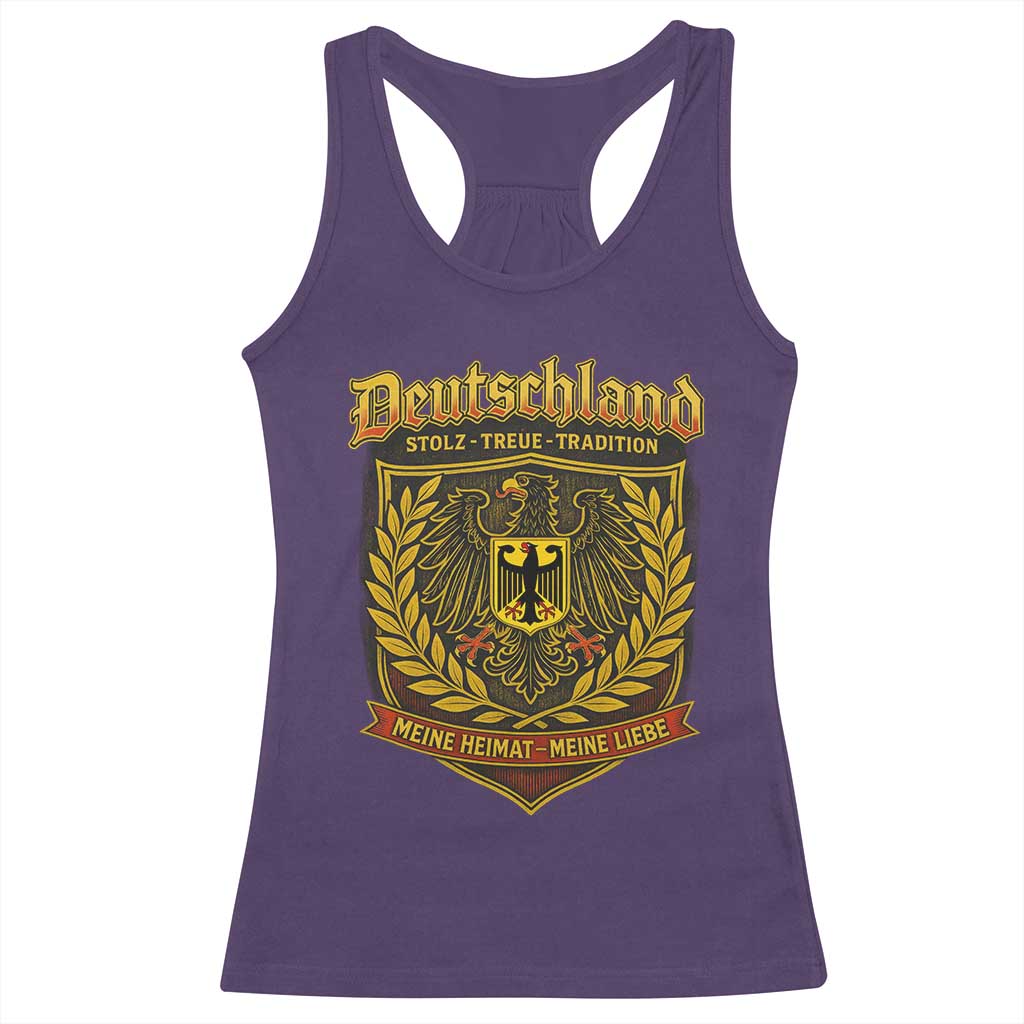 German Heritage Pride Racerback Tank Top Deutschland Stolz Treue Tradition Meine Heimat Meine Liebe TS11 Purple Print Your Wear