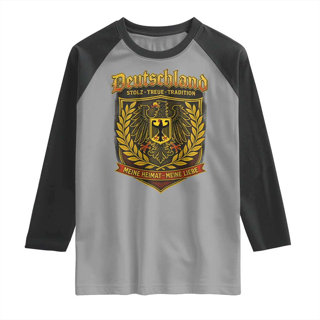 German Heritage Pride Raglan Shirt Deutschland Stolz Treue Tradition Meine Heimat Meine Liebe TS11 Sport Gray Black Print Your Wear