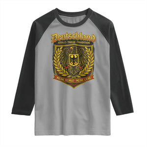 German Heritage Pride Raglan Shirt Deutschland Stolz Treue Tradition Meine Heimat Meine Liebe TS11 Sport Gray Black Print Your Wear