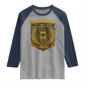 German Heritage Pride Raglan Shirt Deutschland Stolz Treue Tradition Meine Heimat Meine Liebe TS11 Sport Gray Navy Print Your Wear