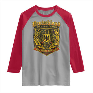 German Heritage Pride Raglan Shirt Deutschland Stolz Treue Tradition Meine Heimat Meine Liebe TS11 Sport Gray Red Print Your Wear