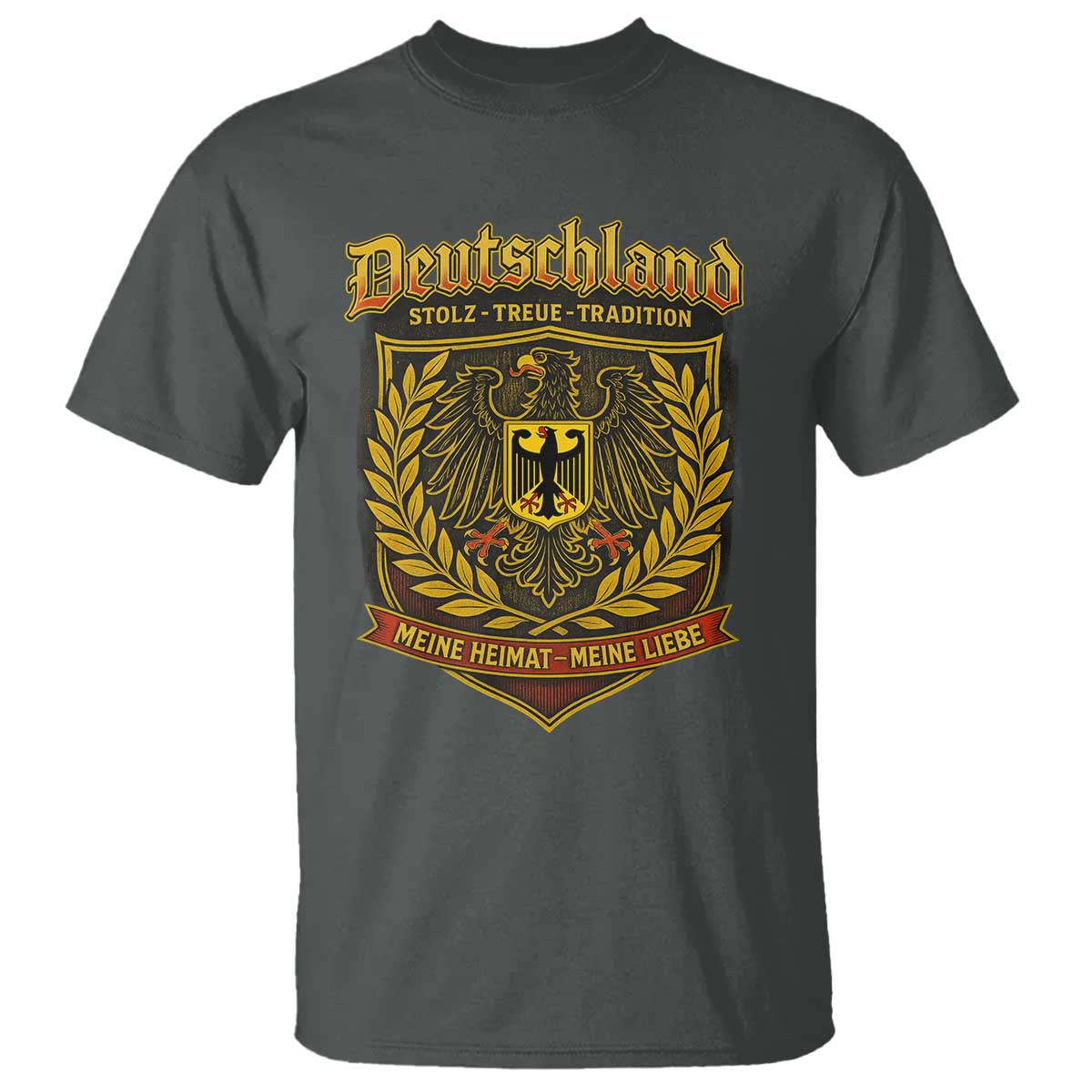 German Heritage Pride T Shirt Deutschland Stolz Treue Tradition Meine Heimat Meine Liebe TS11 Dark Heather Print Your Wear