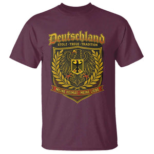 German Heritage Pride T Shirt Deutschland Stolz Treue Tradition Meine Heimat Meine Liebe TS11 Maroon Print Your Wear