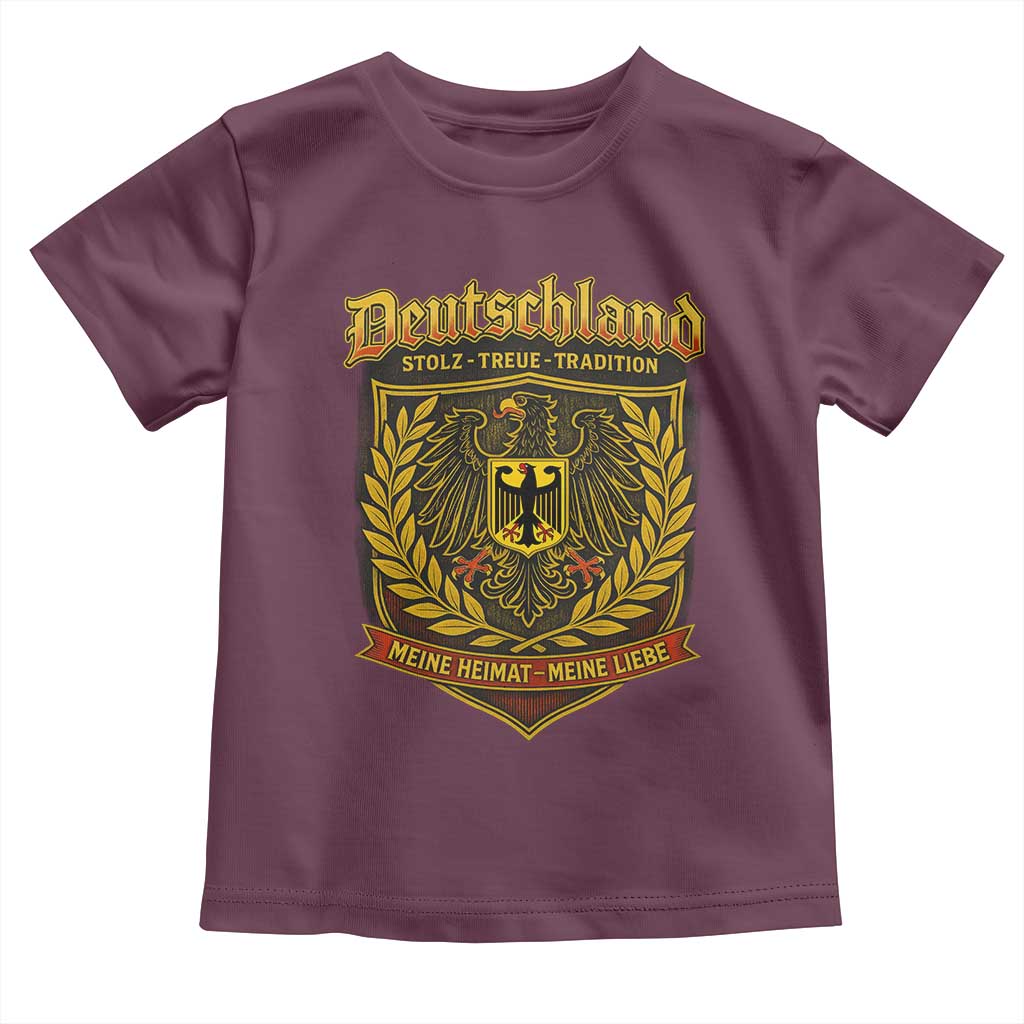 German Heritage Pride Toddler T Shirt Deutschland Stolz Treue Tradition Meine Heimat Meine Liebe TS11 Maroon Print Your Wear