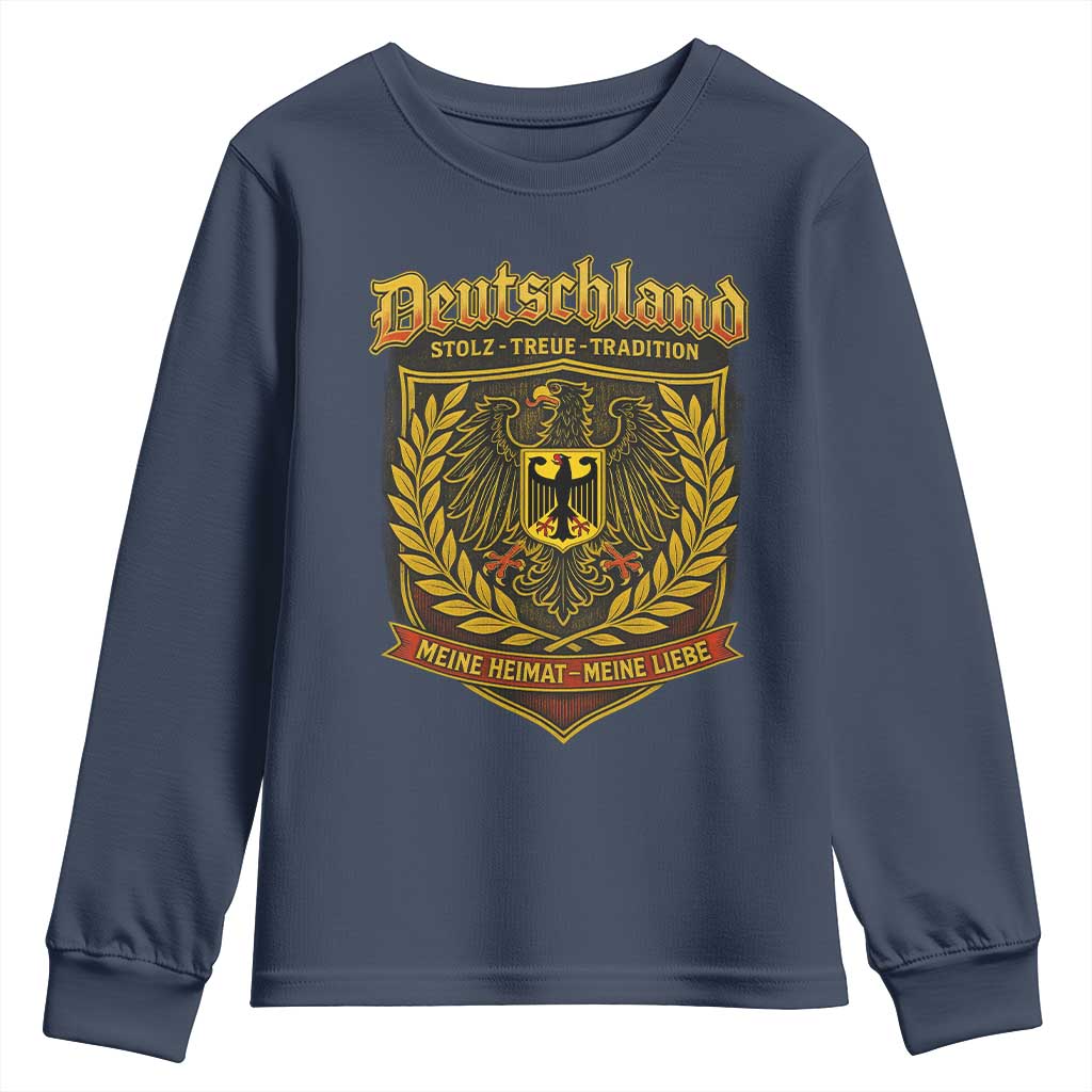 German Heritage Pride Youth Sweatshirt Deutschland Stolz Treue Tradition Meine Heimat Meine Liebe TS11 Navy Print Your Wear