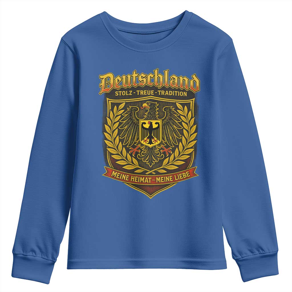German Heritage Pride Youth Sweatshirt Deutschland Stolz Treue Tradition Meine Heimat Meine Liebe TS11 Royal Blue Print Your Wear