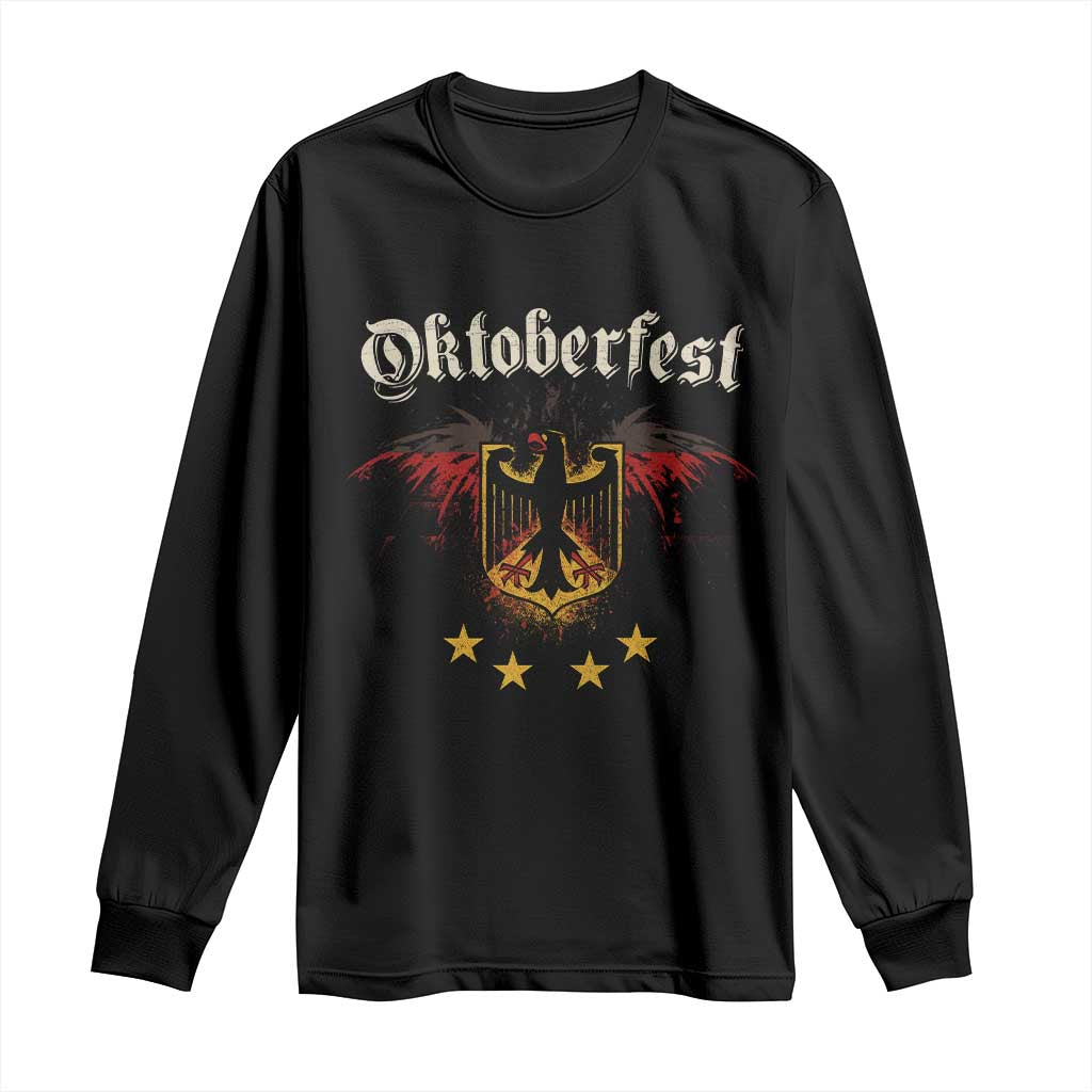 Oktoberfest German Drinking Festival Long Sleeve Shirt Bundesadler Coat of Arms Star TS11 Black Print Your Wear