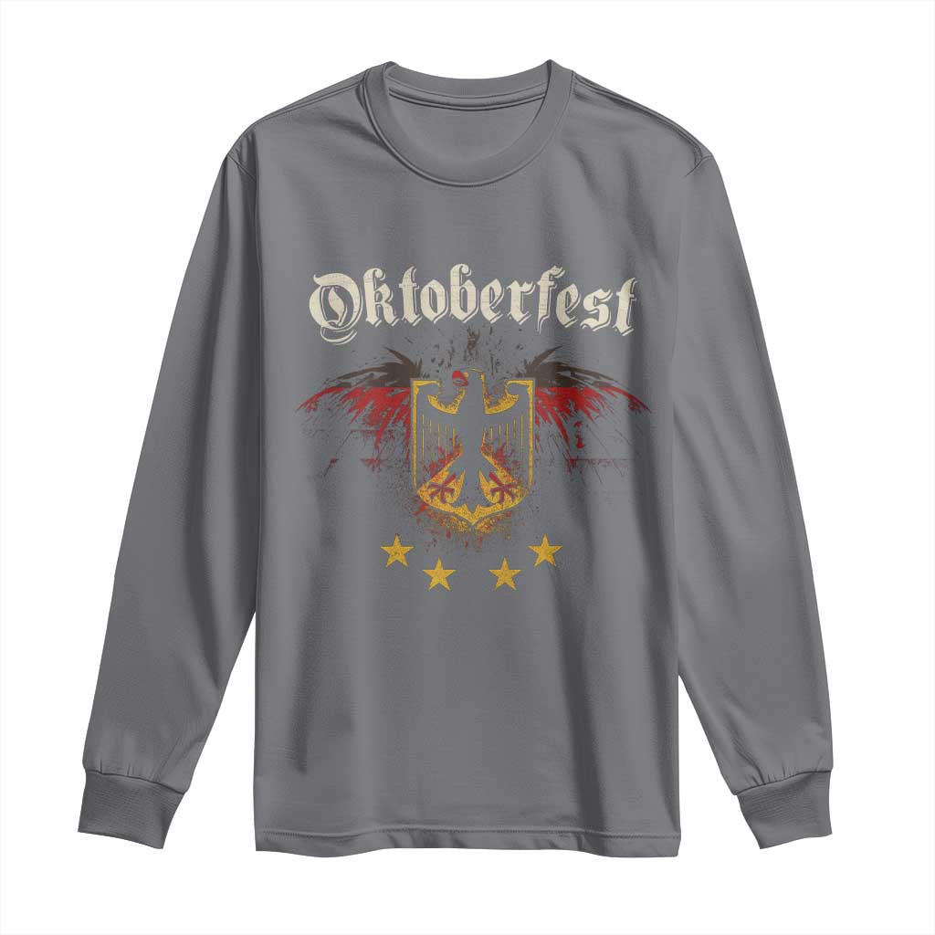 Oktoberfest German Drinking Festival Long Sleeve Shirt Bundesadler Coat of Arms Star TS11 Charcoal Print Your Wear