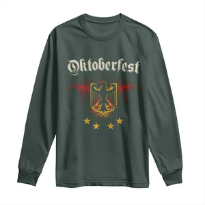 Oktoberfest German Drinking Festival Long Sleeve Shirt Bundesadler Coat of Arms Star TS11 Dark Forest Green Print Your Wear